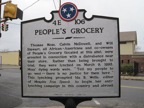 People’s Grocery historical marker in Memphis, Tennessee.