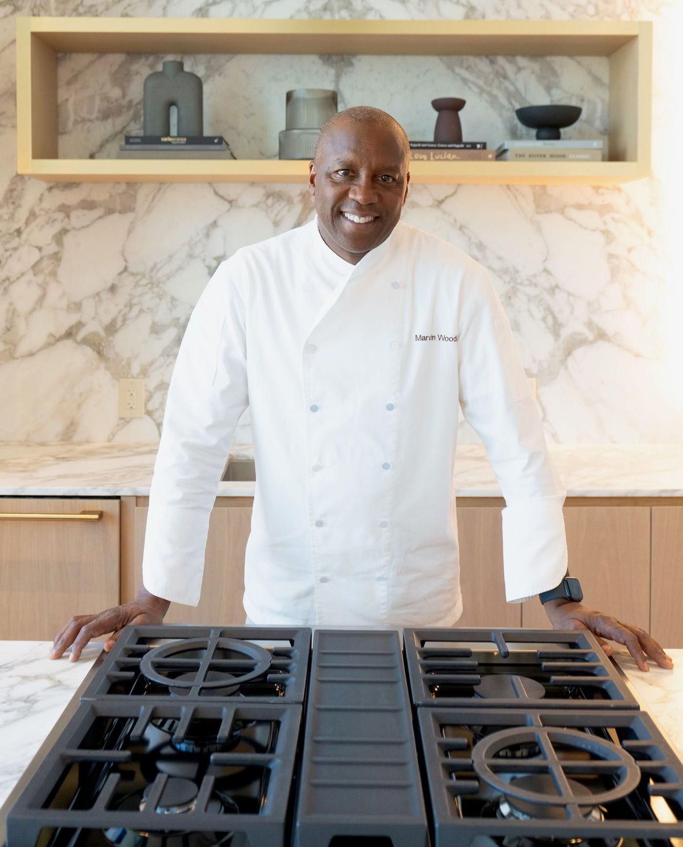 Chef Marvin Woods in a professional kitchen